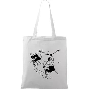 Lyžovaní - kresleny obrázek - Taška bavlněná - 42 x 38 cm ( Bílá )