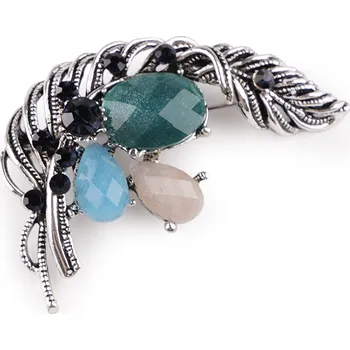 Náramek Brož s broušenými kamínky, malé, 2 modrá platina