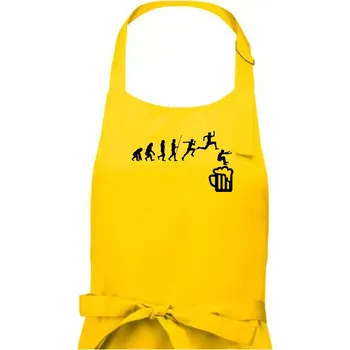 Kuchyňská zástěra Evoluce pivo skok - Pánská zástěra na vaření - Univerzální velikost ( Žlutá )
