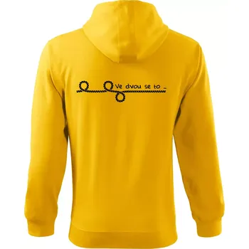 Pánská mikina Ve dvou se to lépe táhne - Mikina s kapucí na zip trendy zipper - XL ( Žlutá )
