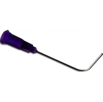 Lepící sada Zahnutá jehla PPU21 90° purpurová - dlouhá (Zahnutá dávkovací jehla z nerezové oceli s úhlem 90° dlouhá, opatřená polypropylenovým nábojem.)