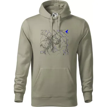 Pánská mikina Kopřivnice - Mapa s vodními toky - Mikina pánská Cape s kapucí - 5XL ( Light khaki )