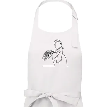 Kuchyňská zástěra Tenista jednim tahem - Dámská zástěra na vaření - Univerzální velikost ( Bílá )