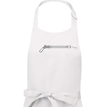 Kuchyňská zástěra ZIP prsa - Dámská zástěra na vaření - Univerzální velikost ( Bílá )