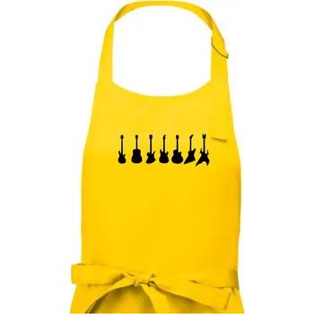 Kuchyňská zástěra Kytary v řadě - Dámská zástěra na vaření - Univerzální velikost ( Žlutá )