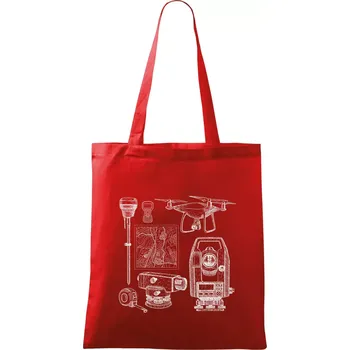 Geodet teodolit dron - Taška bavlněná - 42 x 38 cm ( Červená )