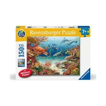 Puzzle Ravensburger Kinderpuzzle 13411 - Meerestiere am Korallenriff - Wieso? Weshalb? Warum? Puzzle 150 Teile XXL + Wissensposter, für Kinder ab 7 Jahren (Puzzle)