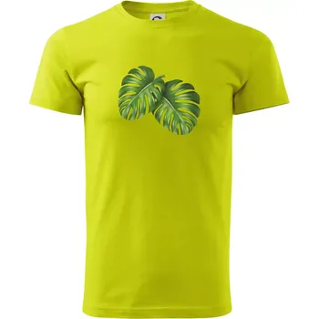 Monstera - dva listy - Klasické pánské triko vyšší gramáže - S ( Limetková )