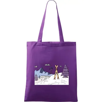 Panorama lyžování - Taška bavlněná - 42 x 38 cm ( Fialová )
