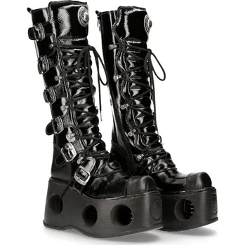 Dámské kozačky boty kožené dámské - CRUST NEGRO - NEW ROCK - M.314-S5 - 45