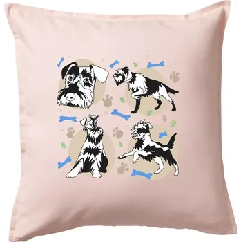 Polštář Knírač - 4 obrázky - Polštář 50x50 - 50x50 - Pouze potah ( Světle růžová )