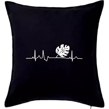 Polštář EKG Monstera - Polštář 50x50 - 50x50 - Včetně výplně ( Černá )