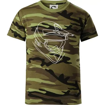 Helma, přilba jednim tahem - Dětské maskáčové triko - 104-110cm / 3-4 roky ( Zelený maskáč )