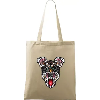Nákupní taška Knírač hlava barevná - Taška bavlněná - 42 x 38 cm ( Naturální )