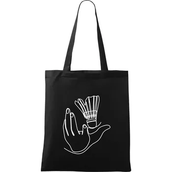 Nákupní taška Badminton jedním tahem - Taška bavlněná - 42 x 38 cm ( Černá )