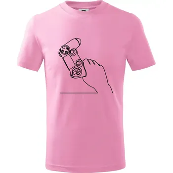 Chlapecké tričko Herní ovladač jedním tahem - Tričko dětské bavlněné - 158 cm/12 let ( Růžová )