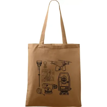 Geodet teodolit dron - Taška bavlněná - 42 x 38 cm ( Cappuccino )