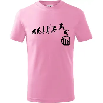 Evoluce pivo skok - Tričko dětské bavlněné - 146 cm/10 let ( Růžová )