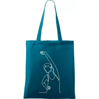 Protahující se žena jedním tahem - Taška bavlněná - 42 x 38 cm ( Petrolejová )