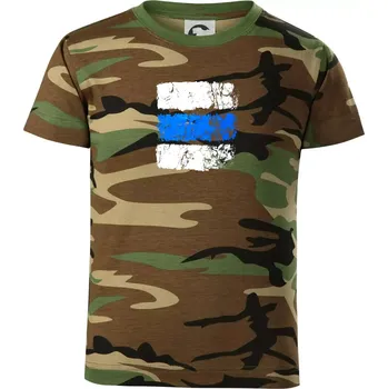 Chlapecké oblečení Turistická značka - modrá - Dětské maskáčové triko - 146 cm/10 let ( Hnědý maskáč )