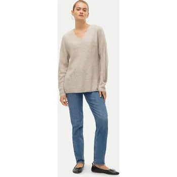 Dámský svetr Vero Moda Svetr Crewlefile 10233357 Béžová Loose Fit L