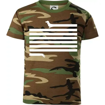 Jezevčík dlouhý - Dětské maskáčové triko - 146 cm/10 let ( Hnědý maskáč )