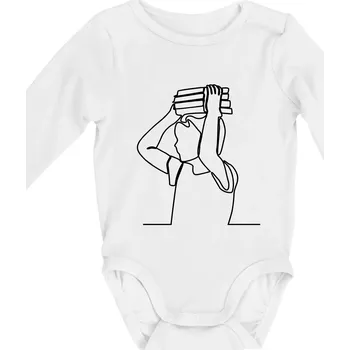 Student a kniha jedním tahem - Body kojenecké s dlouhým rukávem - Dlouhý r. do 3 měs ( Bílá )