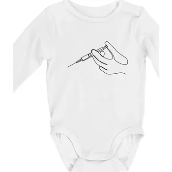 Ruka a injekce jedním tahem - Body kojenecké s dlouhým rukávem - Dlouhý r. 3-6 měs ( Bílá )