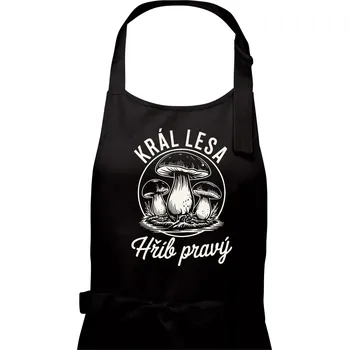 Kuchyňská zástěra Král lesa hřib pravý - Dámská zástěra na vaření - Univerzální velikost ( Černá )