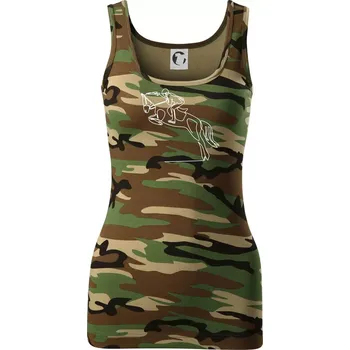 Dámské tričko Jízda na koni jedním tahem - Dámské Maskáčové tílko - XS ( Hnědý maskáč )