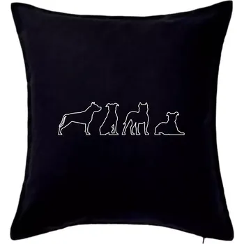 Polštář Americký stafordširský teriér v různých pozicích - Polštář 50x50 - 50x50 - Pouze potah ( Černá )