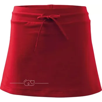 Dámská sukně Kočka linka kreslená - Sportovní sukně - two in one - S ( Červená )