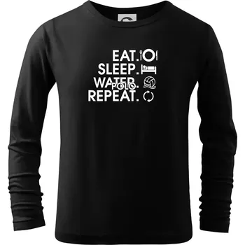 Chlapecké tričko Eat sleep water polo repeat - Triko dětské Long Sleeve - 122 cm/6 let ( Černá )