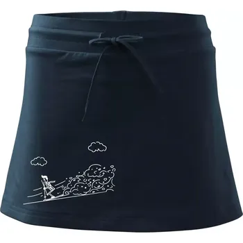 Dámská sukně Kreslený lyžař na horách - Sportovní sukně - two in one - XL ( Námořní modrá (velmi tmavá - téměř černá) )