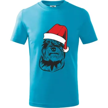 Knírač vánoční - Tričko dětské bavlněné - 98 cm / 2 roky ( Světlý tyrkys )