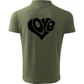 Pánská košile Love nápis jednoduchý - Polokošile pánská Pique Polo 203 - L ( Khaki )