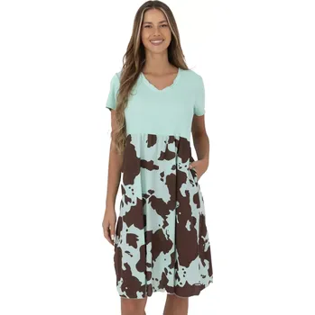 Dámské šaty Dámské šaty DHJ SK 253701.80 Mintová s hnědou - FPrice tyrkys - hnědá one size