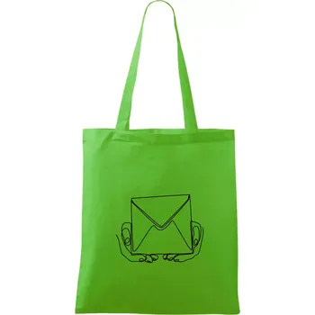 Nákupní taška Obálka pošták jedním tahem - Taška bavlněná - 42 x 38 cm ( Apple Green )