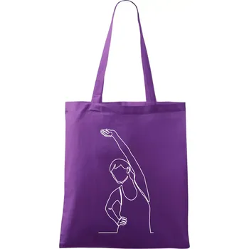 Protahující se žena jedním tahem - Taška bavlněná - 42 x 38 cm ( Fialová )