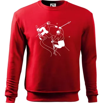 Chlapecké tričko Lyžovaní - kresleny obrázek - Mikina Essential dětská - 158 cm/12 let ( Červená )