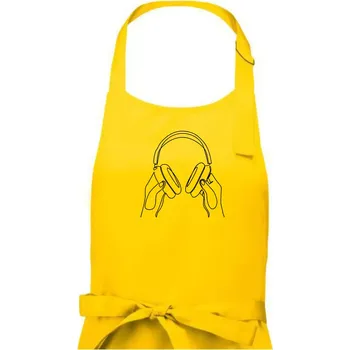 Kuchyňská zástěra Sluchátka jedním tahem - Pánská zástěra na vaření - Univerzální velikost ( Žlutá )
