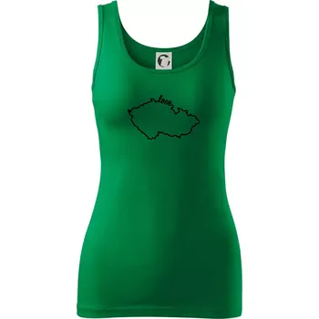 Dámské tričko Czech love mapa - Dámské tílko - XL ( Středně zelená )