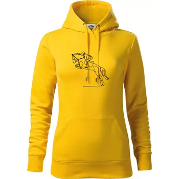Dámská mikina Jízda na koni jedním tahem - Mikina dámská Cape s kapucí - S ( Žlutá )
