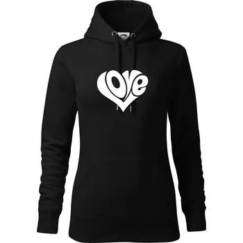 Dámská mikina Love nápis jednoduchý - Mikina dámská Cape s kapucí - 2XL ( Černá )