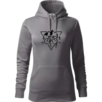 Dámská mikina Cyklo trojúhelník - Mikina dámská Cape s kapucí - 2XL ( Ocelově šedá )