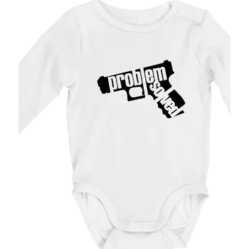 Problém - zbraň - Body kojenecké s dlouhým rukávem - Dlouhý r. 3-6 měs ( Bílá )