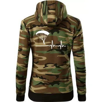 Dámská mikina Paragliding EKG - Dámská mikina trendy zipper s kapucí - XS ( Hnědý maskáč )