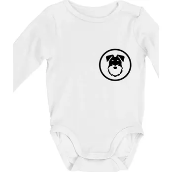 Kojenecký body Knírač v kolečku na prsu - Body kojenecké s dlouhým rukávem - Dlouhý r. do 3 měs ( Bílá )