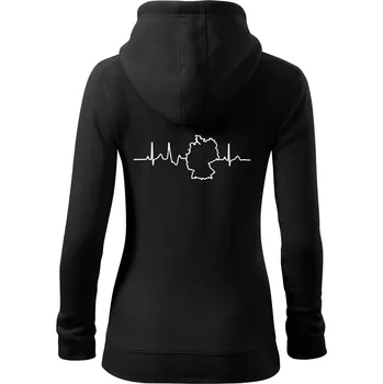 Dámská mikina EKG Německo - Dámská mikina trendy zipper s kapucí - 2XL ( Černá )