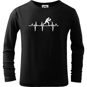 Chlapecké tričko EKG stolní tenista stojící - Triko dětské Long Sleeve - 104-110cm / 3-4 roky ( Černá )
